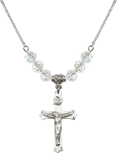 Crucifix Birthstone Necklace | 1 1/8 inch | 6mm Beads | N30-0651