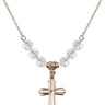 Cross Birthstone Necklace | 3/4 inch | 6mm Beads  Crystal 14kt Gold Filled