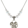 Communion Heart Birthstone Necklace | 3/4 inch | 6mm Beads  Crystal Sterling Silver