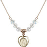 Miraculous Medal Birthstone Necklace | 5/8 inch | 6mm Beads  Crystal 14kt Gold Filled