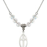 Cross Birthstone Necklace | 1 inch | 6mm Beads  Crystal Sterling Silver