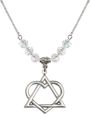 Collar de piedra natal con corazón de adopción | 2,8 cm | Cuentas de 6 mm