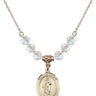 Saint Barbara Birthstone Necklace | 3/4 inch | 6mm Beads  Crystal 14kt Gold Filled