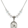 Saint Bernadette Birthstone Necklace | 3/4 inch | 6mm Beads  Crystal Sterling Silver