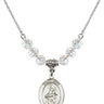 Saint Jane of Valois Birthstone Necklace | 3/4 inch | 6mm Beads  Crystal Sterling Silver
