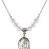 Saint Genesius of Rome Birthstone Necklace | 3/4 inch | 6mm Beads  Crystal Sterling Silver