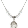 Saint Maria Faustina Birthstone Necklace | 3/4 inch | 6mm Beads  Crystal Sterling Silver