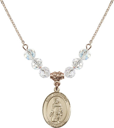 Saint Peregrine Laziosi Birthstone Necklace | 3/4 inch | 6mm Beads