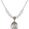 Saint Peregrine Birthstone Necklace | 3/4 inch | 6mm Beads  Crystal Sterling Silver