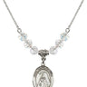 Saint Teresa of Avila Birthstone Necklace | 3/4 inch | 6mm Beads  Crystal Sterling Silver