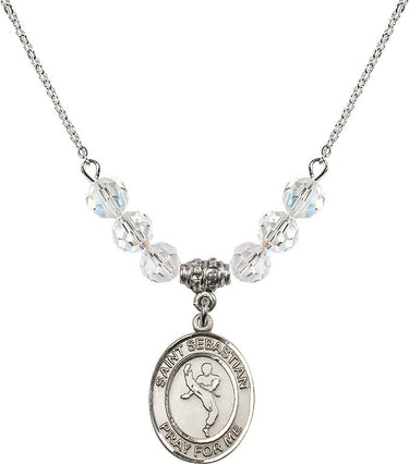 Collar con Medalla de San Sebastián Artes Marciales | 19 mm | Cuentas de 6 mm