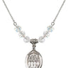 Saint Cecilia Birthstone Necklace | 3/4 inch | 6mm Beads  Crystal Sterling Silver
