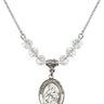 Saint Maria Goretti Birthstone Necklace | 3/4 inch | 6mm Beads  Crystal Sterling Silver