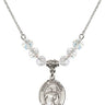 Saint Theodore Stratelates Birthstone Necklace | 3/4 inch | 6mm Beads  Crystal Sterling Silver