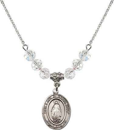Our Lady of Good Help Birthstone Necklace | 3/4 inch | 6mm Beads