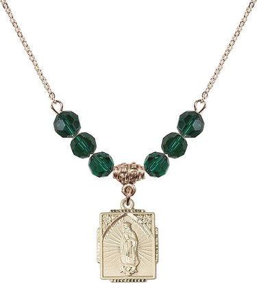 Collar de la Virgen de Guadalupe con piedra natal | 1,5 cm | N30-0804F