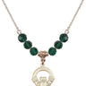 Claddagh Birthstone Necklace | 5/8 inch | 6mm Beads  Emerald 14kt Gold Filled