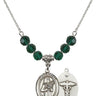 Saint Agatha Birthstone Necklace | 3/4 inch | 6mm Beads  Emerald Sterling Silver