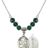Saint Luke the Apostle Birthstone Necklace | 3/4 inch | 6mm Beads  Emerald Sterling Silver