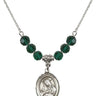 Saint Rose of Lima Birthstone Necklace | 3/4 inch | 6mm Beads  Emerald Sterling Silver