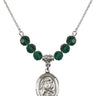 Saint Sarah Birthstone Necklace | 3/4 inch | 6mm Beads  Emerald Sterling Silver