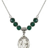 Our Lady Star of the Sea Birthstone Necklace | 3/4 inch | 6mm Beads  Emerald Sterling Silver