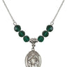 Saint Ursula Birthstone Necklace | 3/4 inch | 6mm Beads  Emerald Sterling Silver