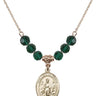 Our Lady of Knock Birthstone Necklace | 3/4 inch | 6mm Beads  Emerald 14kt Gold Filled
