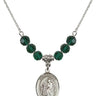 Saint Aaron Birthstone Necklace | 3/4 inch | 6mm Beads  Emerald Sterling Silver