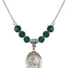 Saint Remigius of Reims Birthstone Necklace | 3/4 inch | 6mm Beads  Emerald Sterling Silver