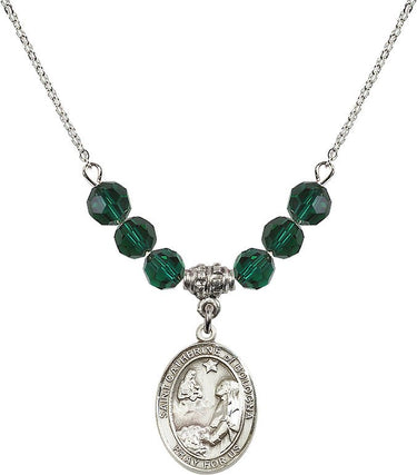 Collar de Santa Catalina de Bolonia con piedra natal | 1,9 cm | Cuentas de 6 mm