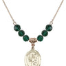 Saint Uriel the Archangel Birthstone Necklace | 3/4 inch | 6mm Beads  Emerald 14kt Gold Filled