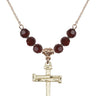 Nail Cross Birthstone Necklace | 1 inch | 6mm Beads  Garnet 14kt Gold Filled