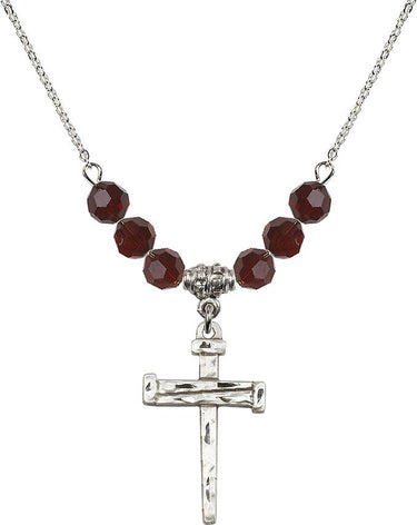 Nail Cross Birthstone Necklace | 1 inch | 6mm Beads