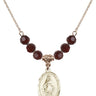 Miraculous Medal Birthstone Necklace | 3/4 inch | 6mm Beads  Garnet 14kt Gold Filled