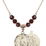 Miraculous Medal Birthstone Necklace | 7/8 inch | 6mm Beads  Garnet 14kt Gold Filled