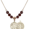 Saint Benedict Birthstone Necklace | 5/8 inch | 6mm Beads  Garnet 14kt Gold Filled