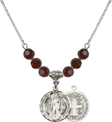 St. Benedict Birthstone Necklace | 5/8 inch | 6mm Beads