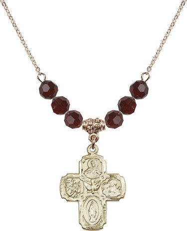 5-Way Birthstone Necklace | 1 inch | 6mm Beads