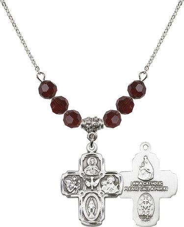 5-Way Birthstone Necklace | 1 inch | 6mm Beads