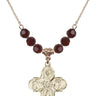 Four Way Medal Birthstone Necklace | 1 inch | 6mm Beads  Garnet 14kt Gold Filled