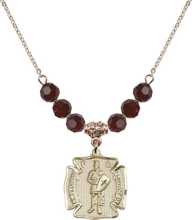 St. Florian Birthstone Necklace | 3/4 inch | 6mm Beads | N30-0070