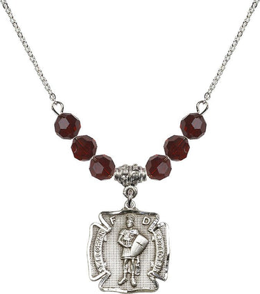 St. Florian Birthstone Necklace | 3/4 inch | 6mm Beads | N30-0070