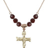 Crucifix Birthstone Necklace | 1 inch | 6mm Beads  Garnet 14kt Gold Filled