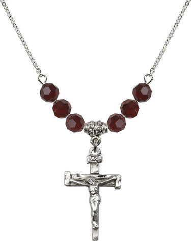 Nail Crucifix Birthstone Necklace | 1 inch | 6mm Beads