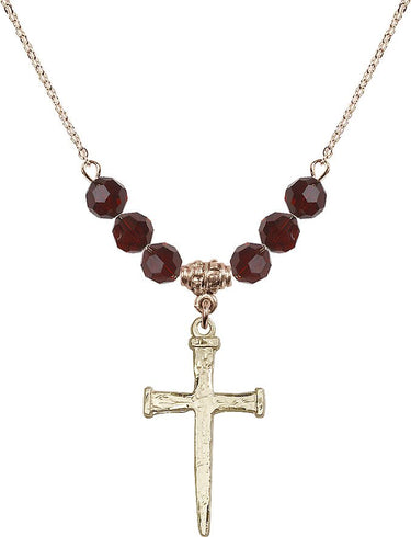 Nail Cross Birthstone Necklace | 1 1/8 inch | 6mm Beads