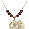 Saint Christopher Birthstone Necklace | 7/8 inch | 6mm Beads  Garnet 14kt Gold Filled