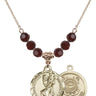 Saint Christopher Birthstone Necklace | 7/8 inch | 6mm Beads  Garnet 14kt Gold Filled