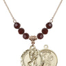 Saint Christopher Birthstone Necklace | 7/8 inch | 6mm Beads  Garnet 14kt Gold Filled