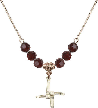 St. Brigid of Ireland Cross Birthstone Necklace | 5/8 inch | 6mm Beads